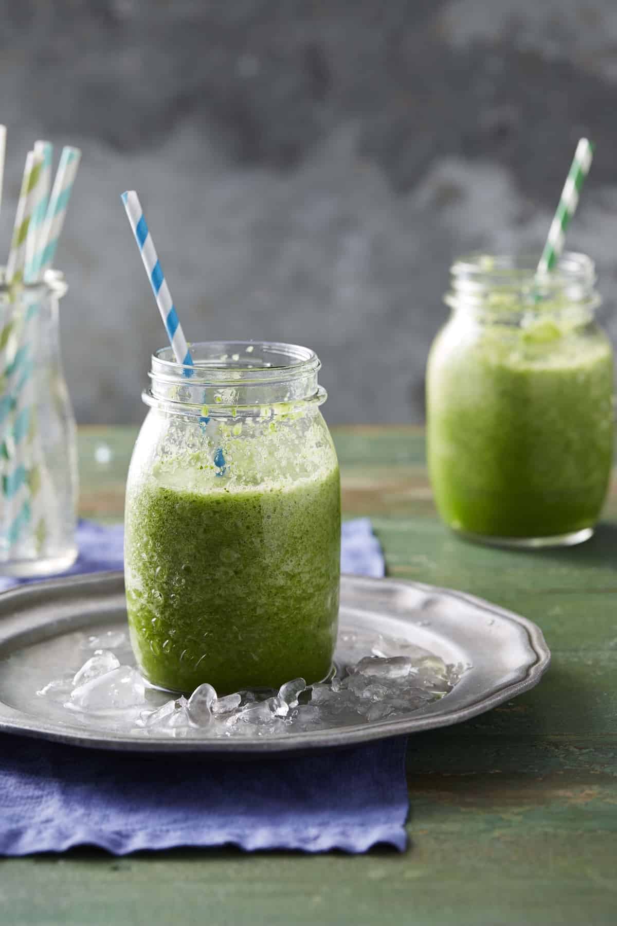 Qukes, broccolini and cucumber green smoothie.