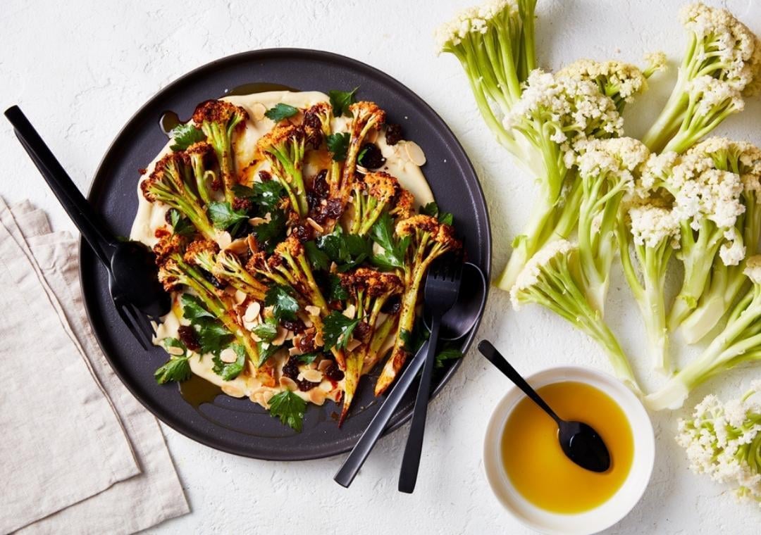 Cauliblossom Roasted with Tahini Lemon Dressing