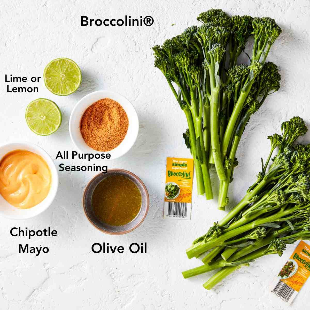 Ingredients on a white background that are labelled.