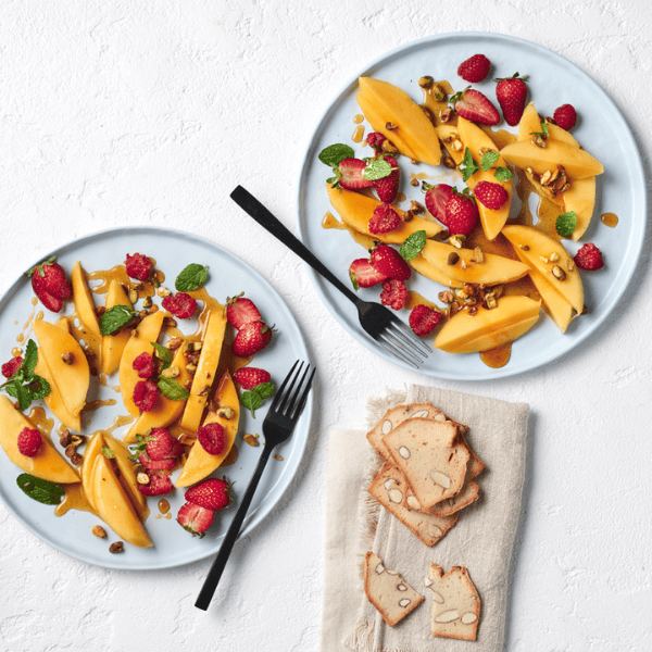 Mango with scorched honey syrup