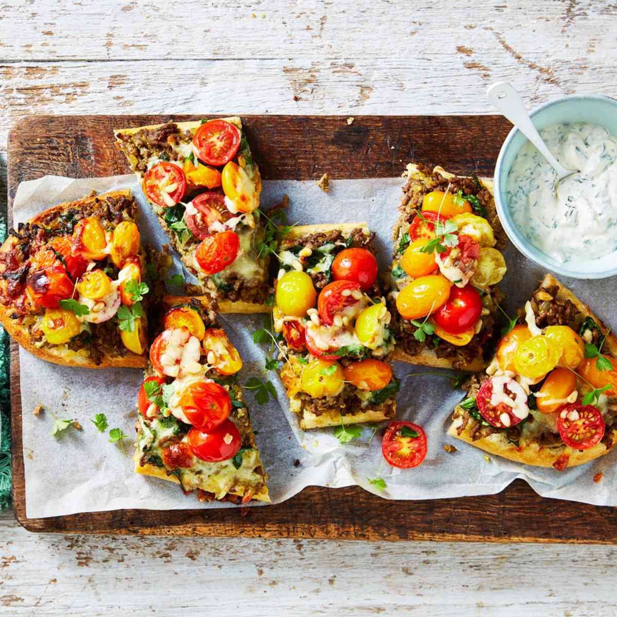 Moroccan pide with Mix-a-Mato and coriander yoghurt