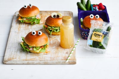 Lunchbox Recipe - Qukes® Ham & Salad Monster Rolls