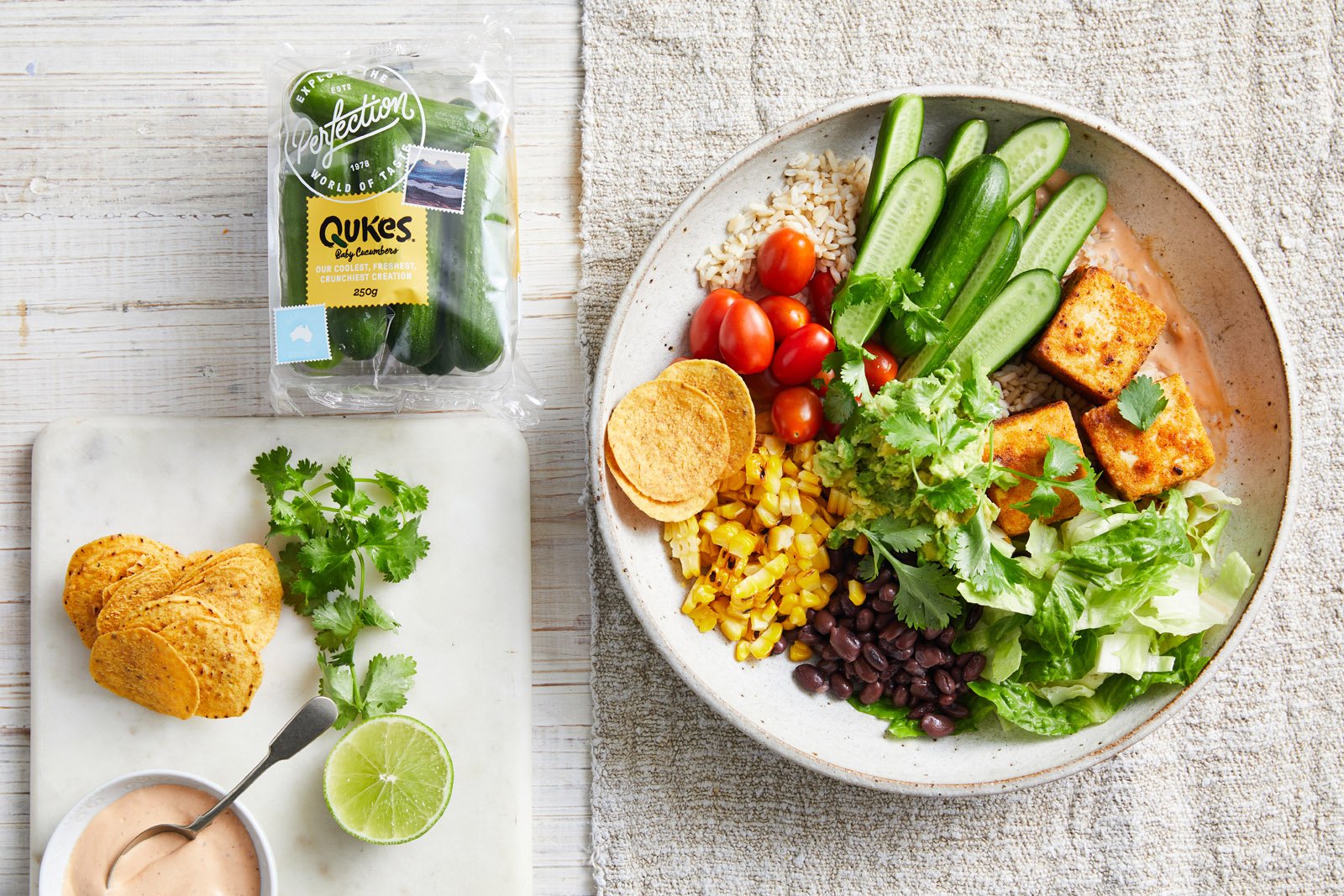 Recipe Qukes, Solanato Vegetarian Taco bowl by Perfection Fresh