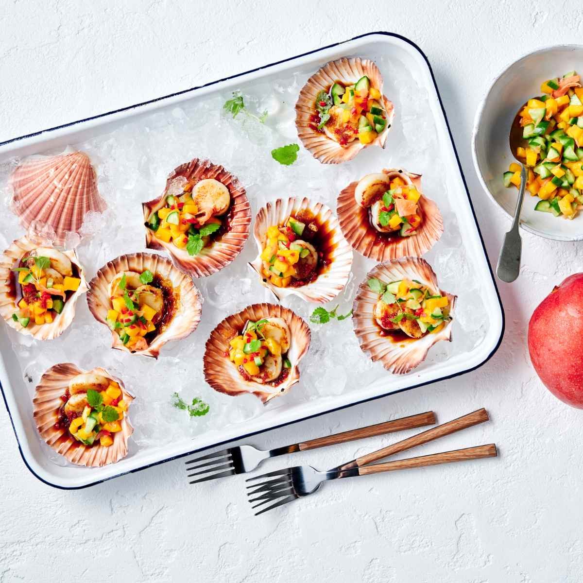 Scarlet Delight_Seared Scallops with Mango and Quke Salsa