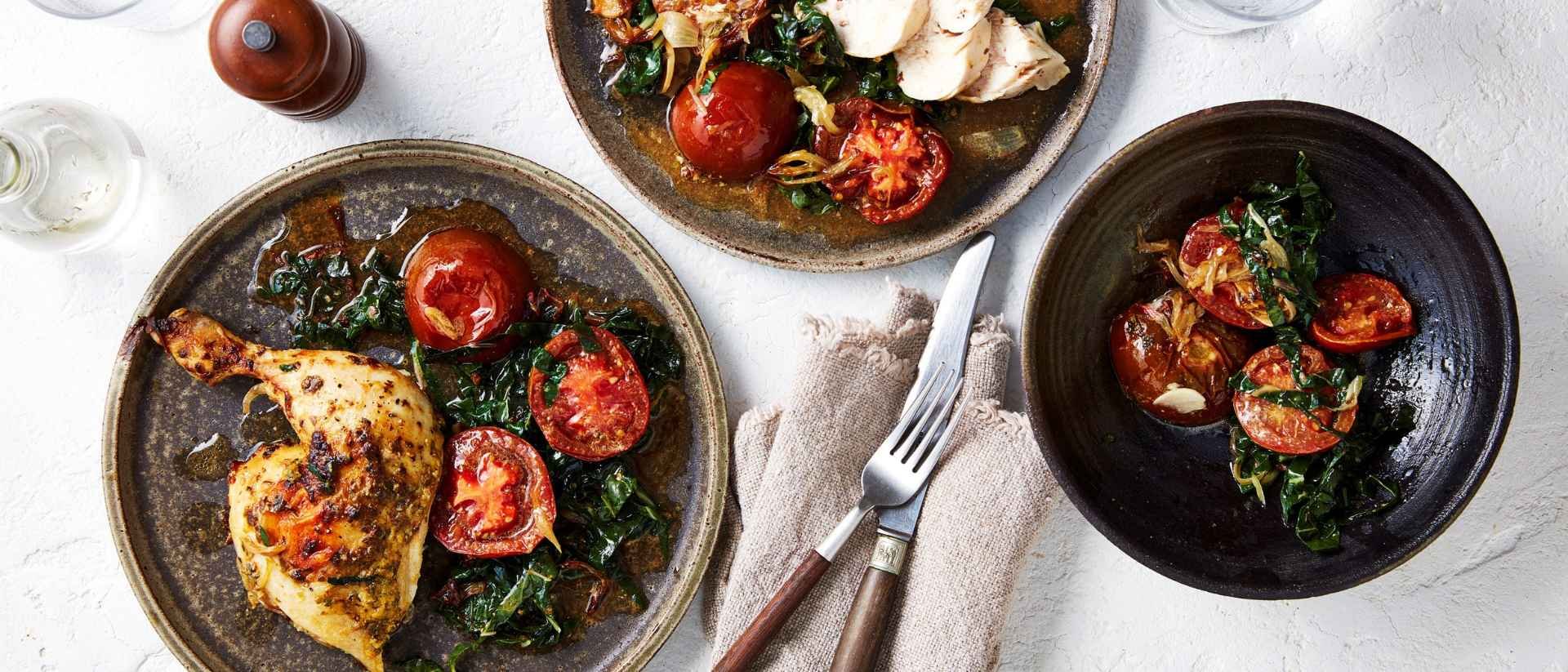 Tarragon Spatchcocked (Butterflied) Chicken With Roasted Kumato® Tomatoes