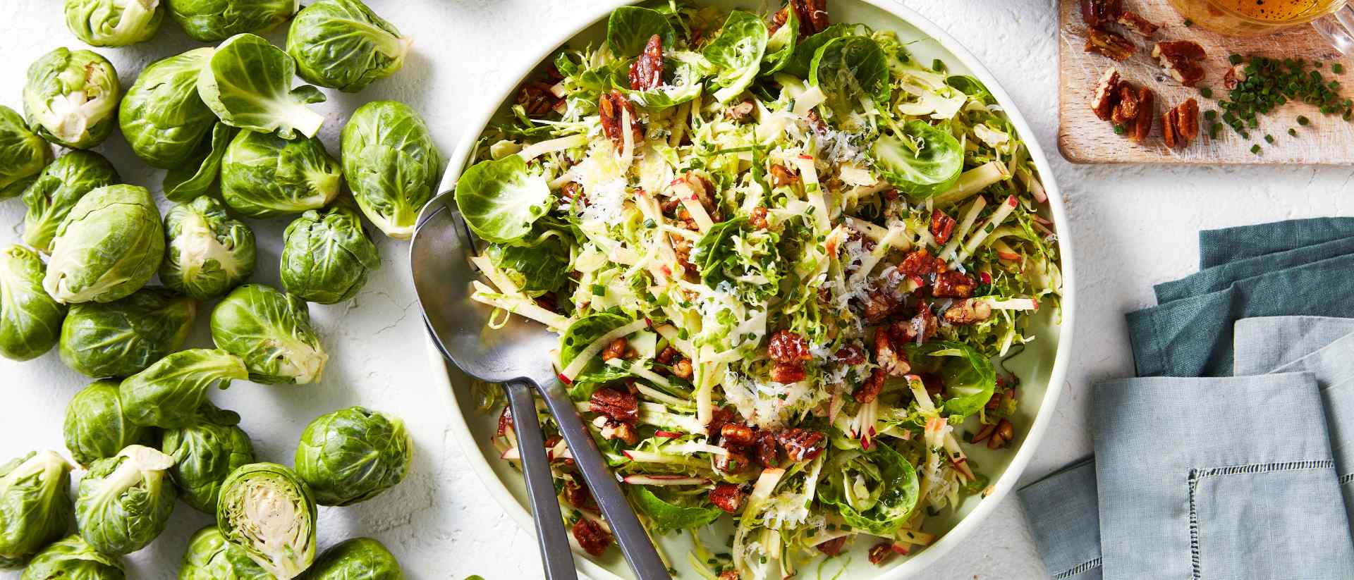 Shaved Bambino® Brussel Sprouts, Apple and Spiced Pecans Salad Recipe 
