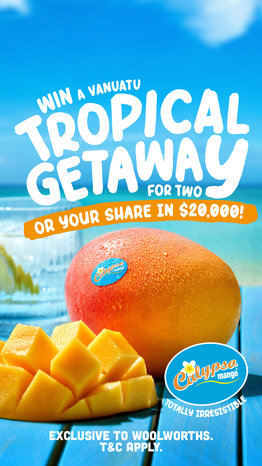 Win a Tropical Getaway with Calypso mango! Click to learn more. 