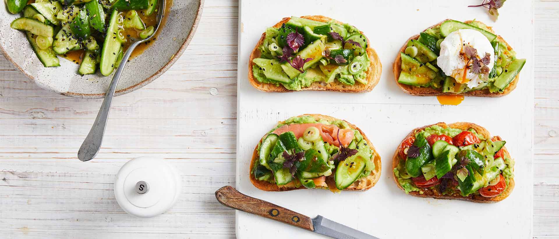 Smashed Qukes Avocado On Toasted Sourdough 4 Ways Recipe