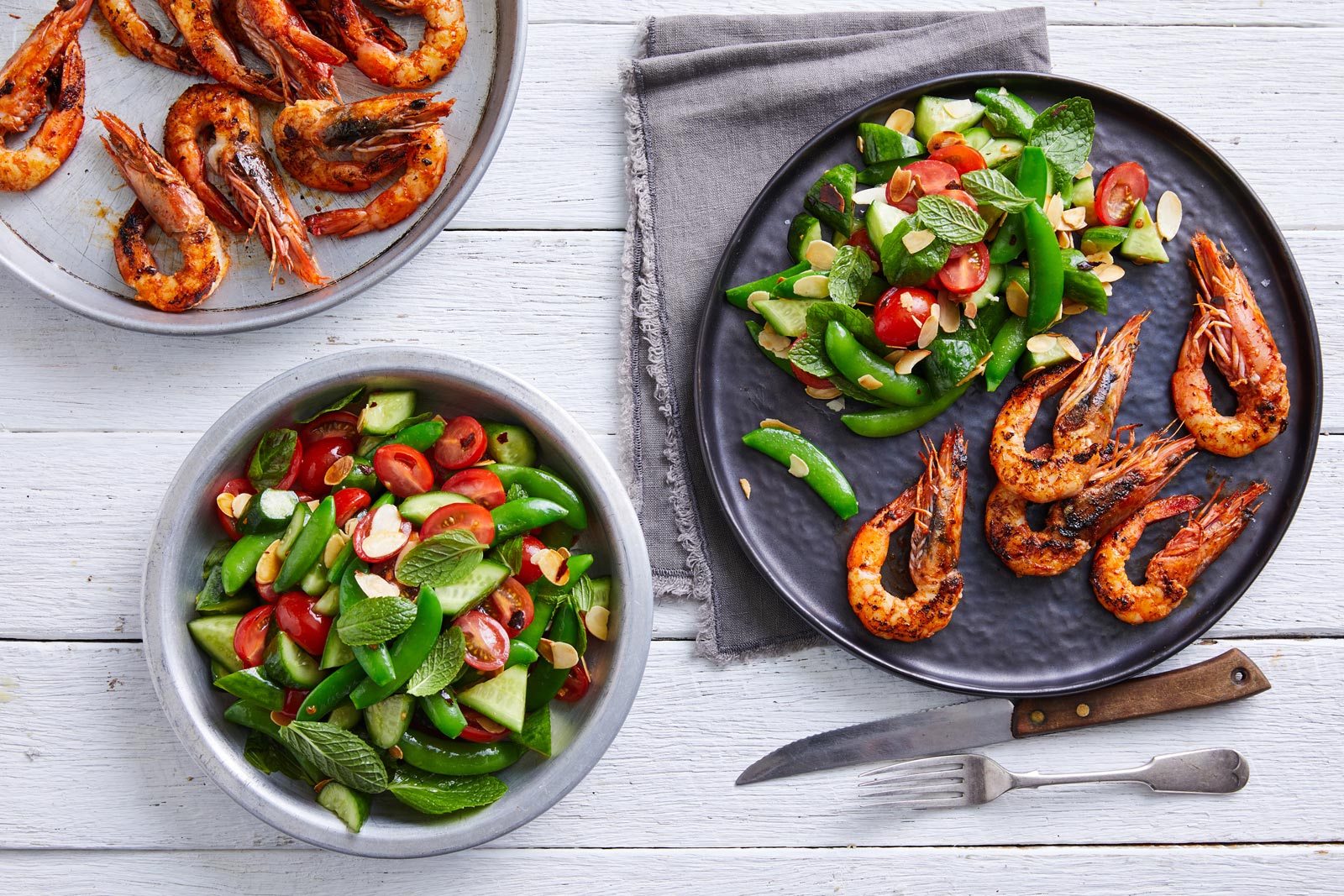 Recipe-Solanato-Qukes-Easy-Peasy-Peas-Marinated-Solonato-Qukes-&-Sugar-Snap-Pea-Salad-with-BBQ-Prawns