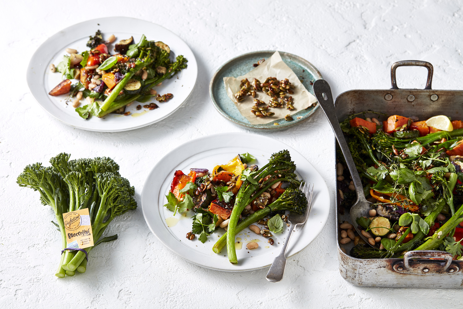 Oven Baked Broccolini And White Bean Salad Tray Bake Recipe