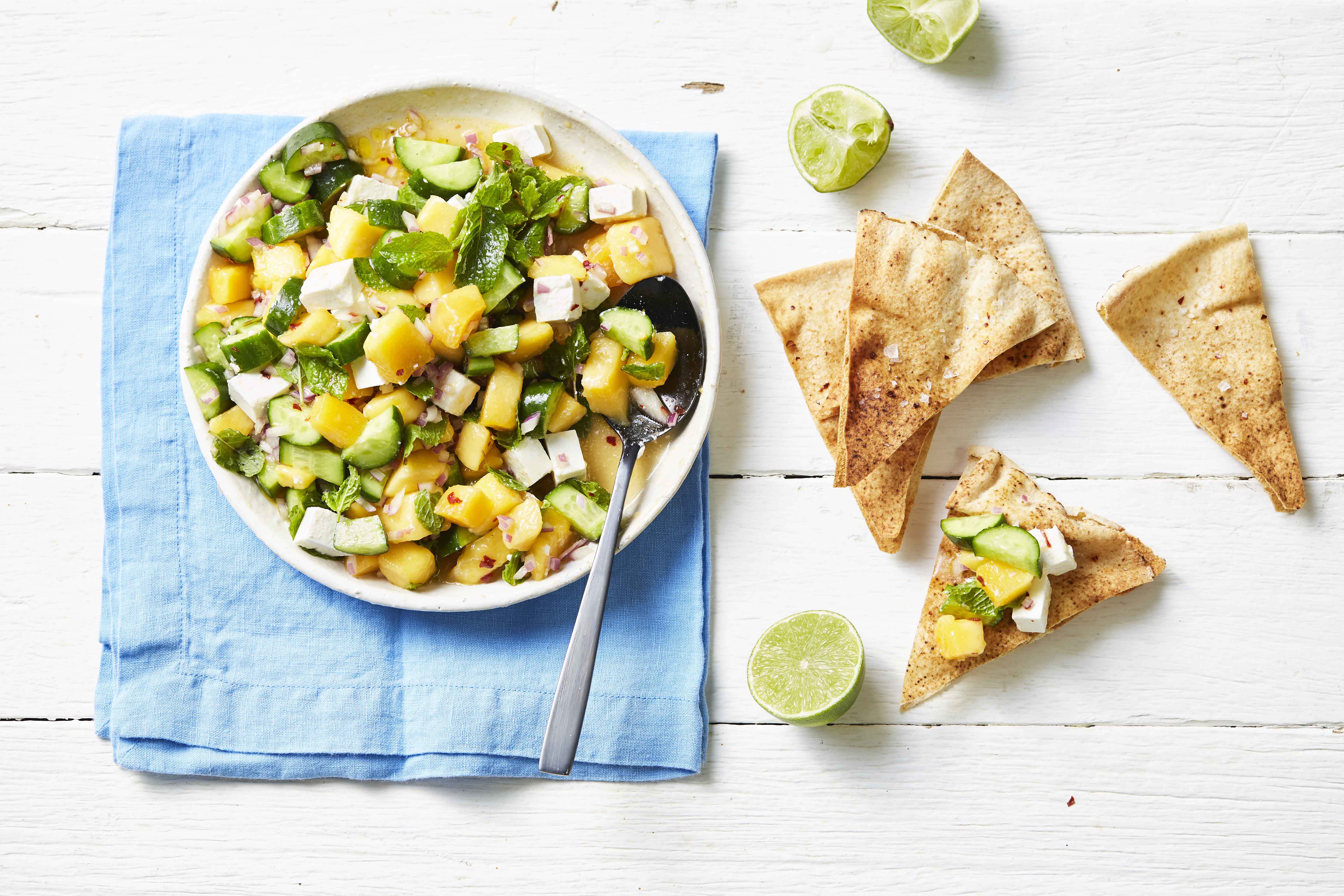 Calypso Mango Quke Feta And Mint Salsa