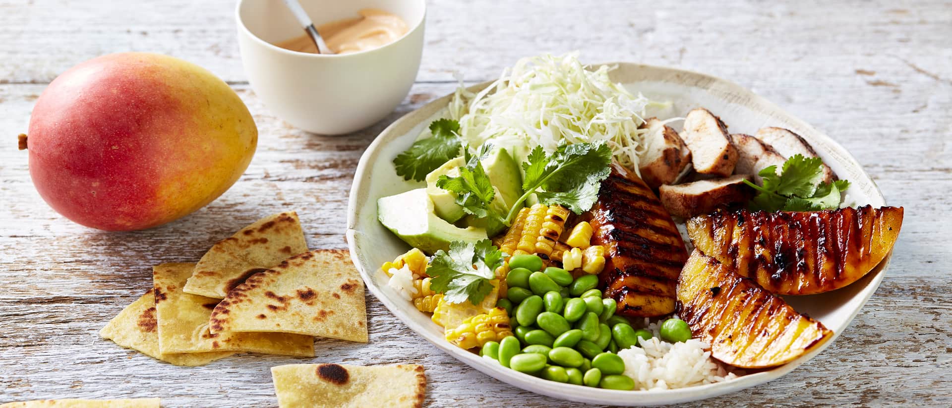 Hawaiian Chargrilled Chicken and Calypso® Mango Poke Bowl Recipe