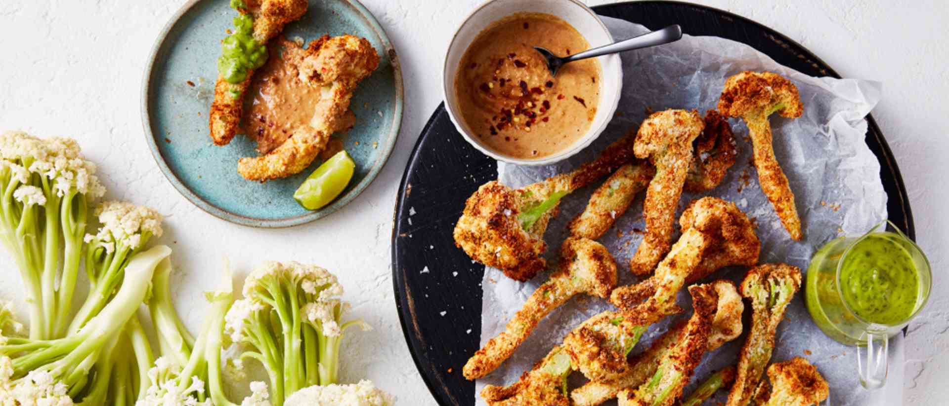 Air fryer Cauli-blossom® Fioretto® with Coconut Peanut Sauce Recipe 