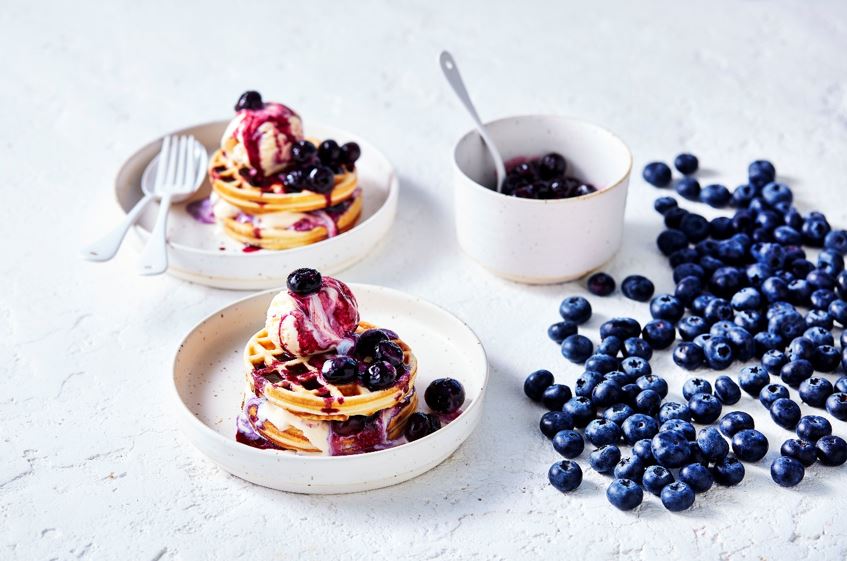 Roasted elderflower Perfection blueberries with ice cream  Recipe 