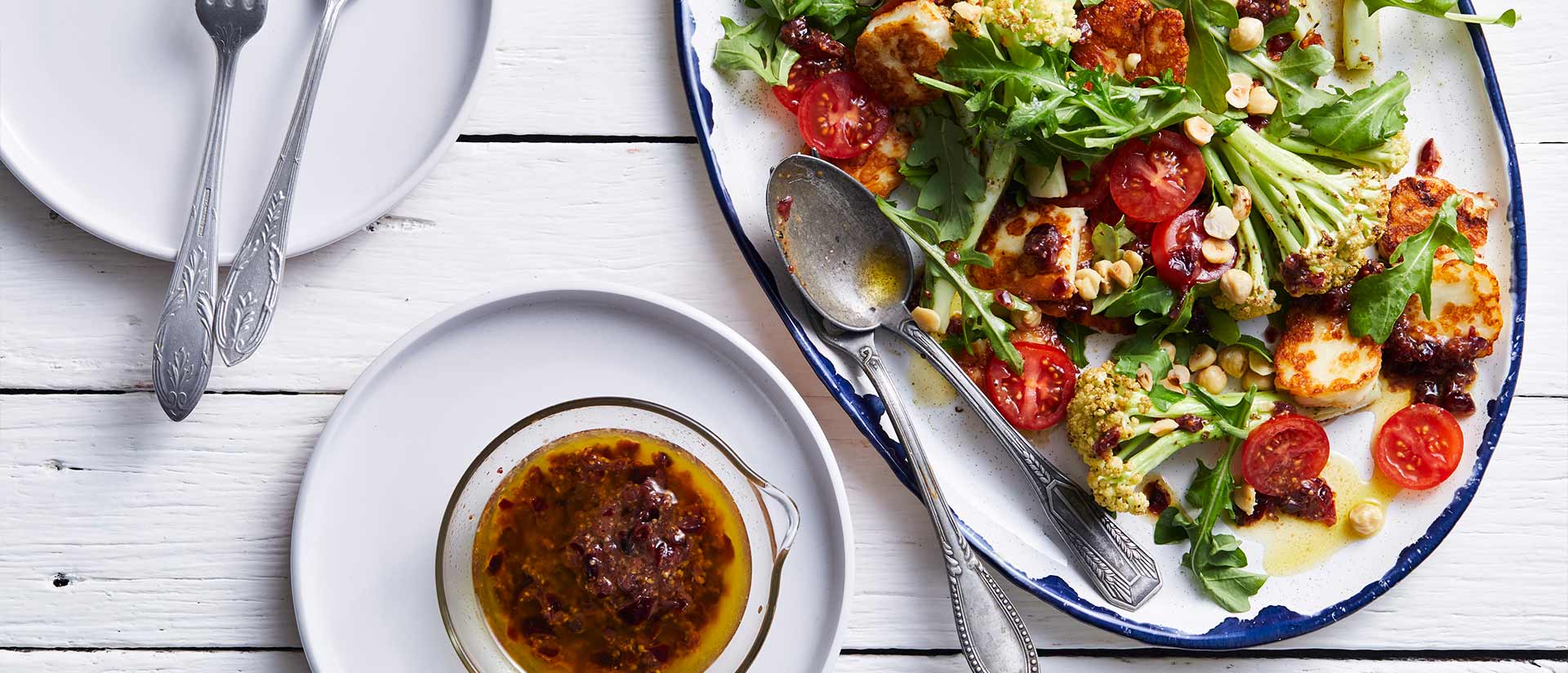 Roasted Fioretto Haloumi Salad With Cranberry Vinaigrette Recipe
