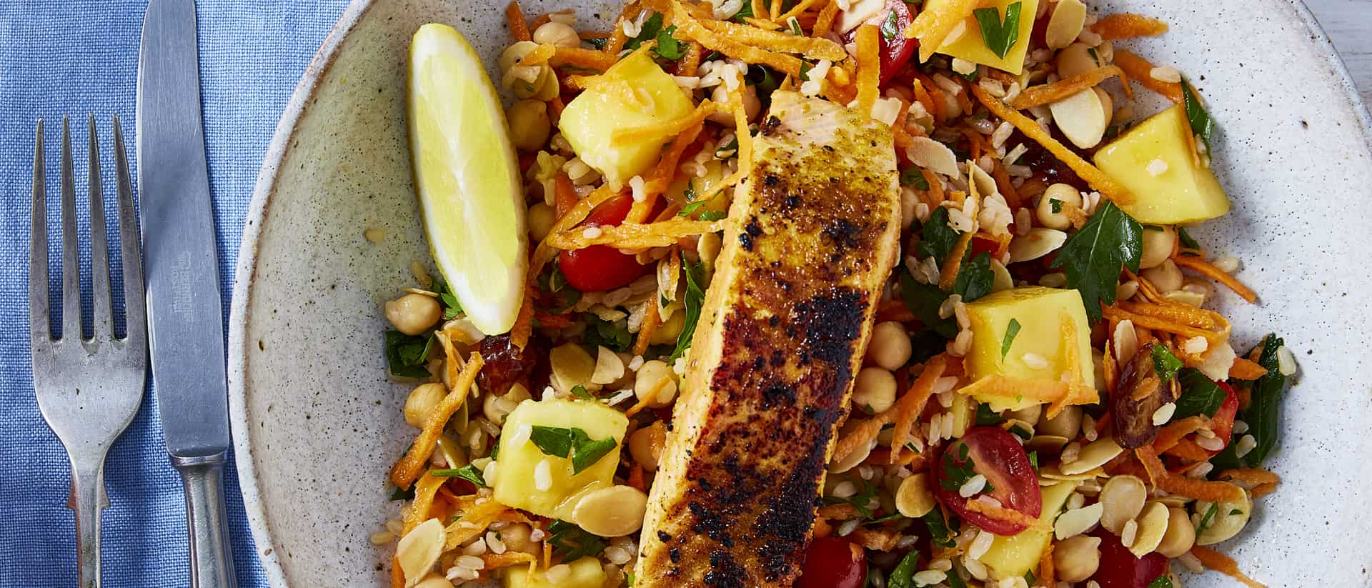 Moroccan Spice Salmon With Calypso Mango Brown Rice Salad Recipe