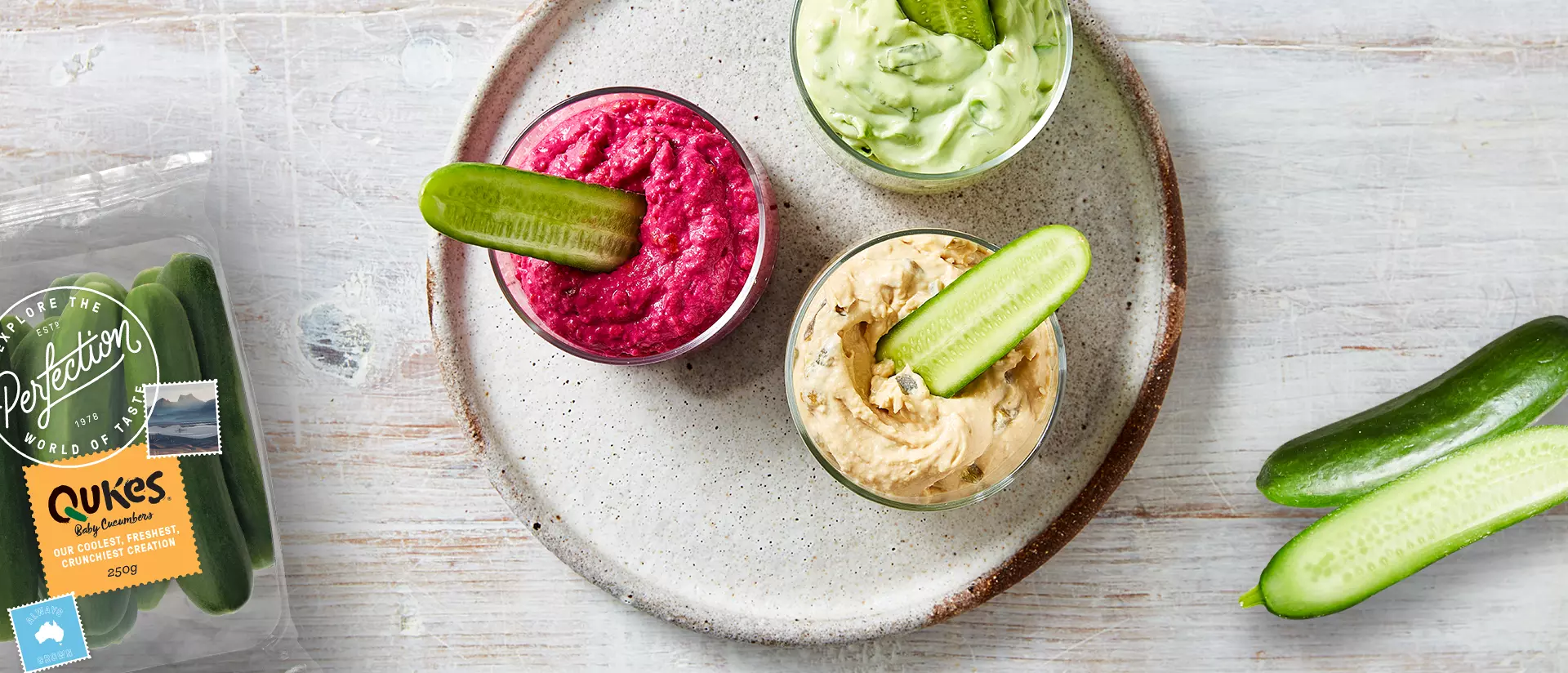 Qukes® with mixed dips Recipe