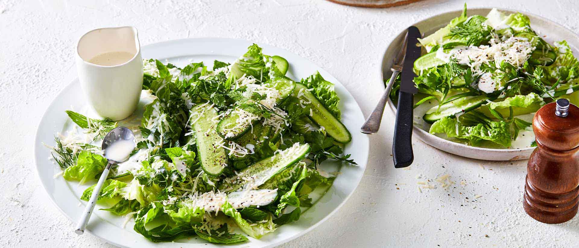 Qukes, Cos and Parmesan Salad with Buttermilk Dressing Recipe 