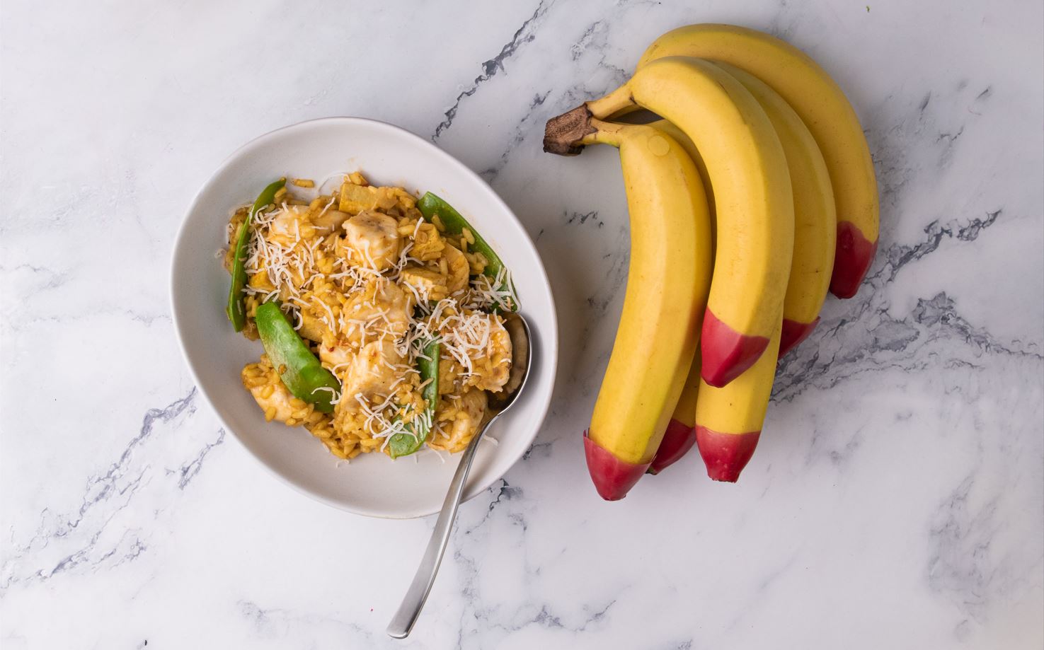 Spicy Ecoganic® Red Tip® Banana with Tofu & Sugar Snap Peas Risotto Recipe 