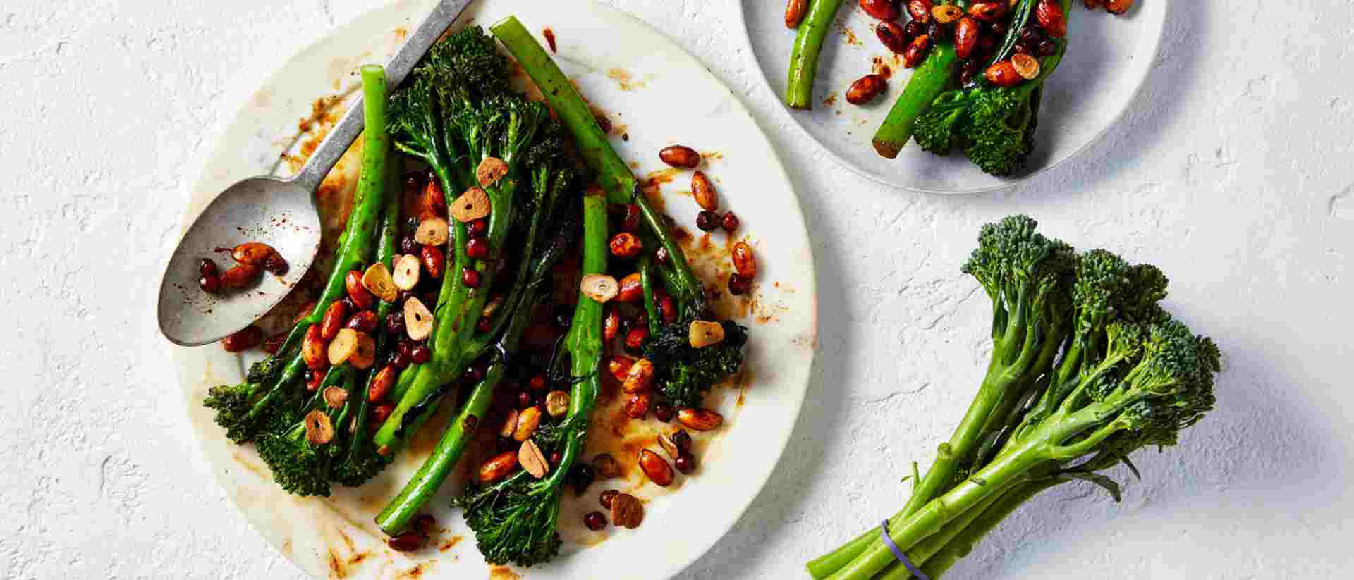 Wok Fried Broccolini With Tamari Chickpeas And Almonds